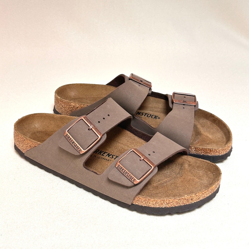 Birkenstock Arizona Sandals 42 Narrow Mocha Brown Two Strap New Without Box